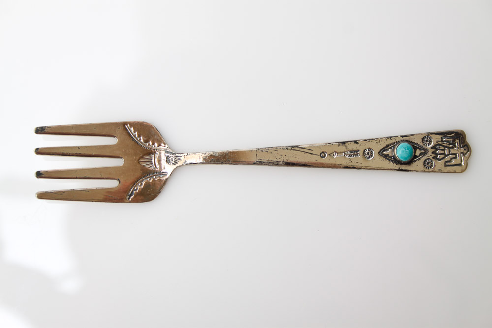 Native American Sterling Fork and Stainless Infant Serving Set