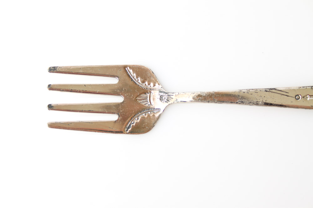 Native American Sterling Fork and Stainless Infant Serving Set