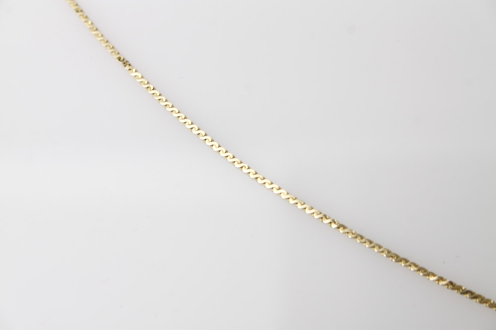 14K Gold and Diamond Serpentine Link Necklace