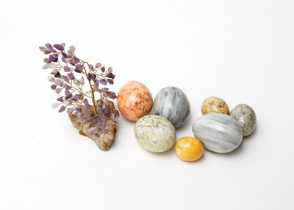 Marble Eggs and Amethyst Tree