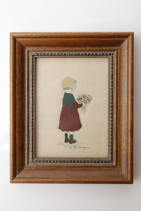 Antique Skeleton Key and Painted Needlepoint