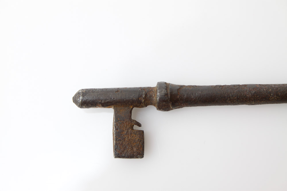 Antique Skeleton Key and Painted Needlepoint