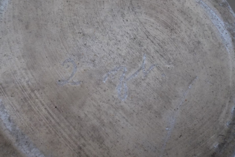 Brown and White Glazed Stoneware Bean Pot