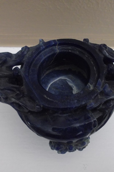 Chinese Carved Stone Incense Burner and Miniature Jade Teapot