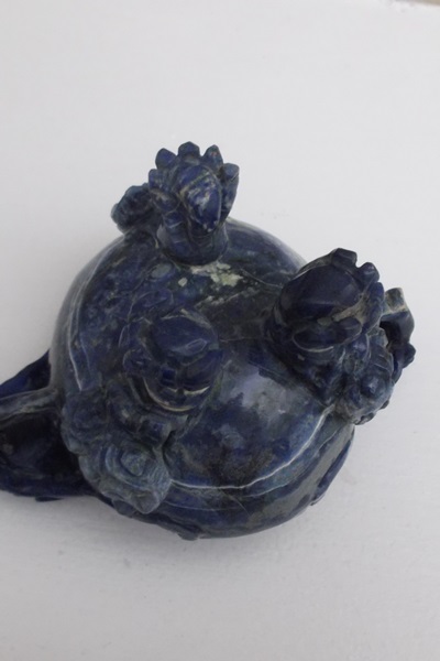 Chinese Carved Stone Incense Burner and Miniature Jade Teapot