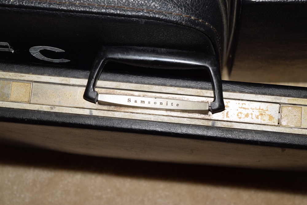 Five Vintage Black Suitcases with Handles