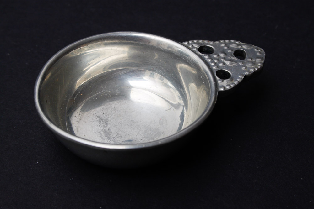 Sterling Capped Shakers and Pewter Serving Dishes