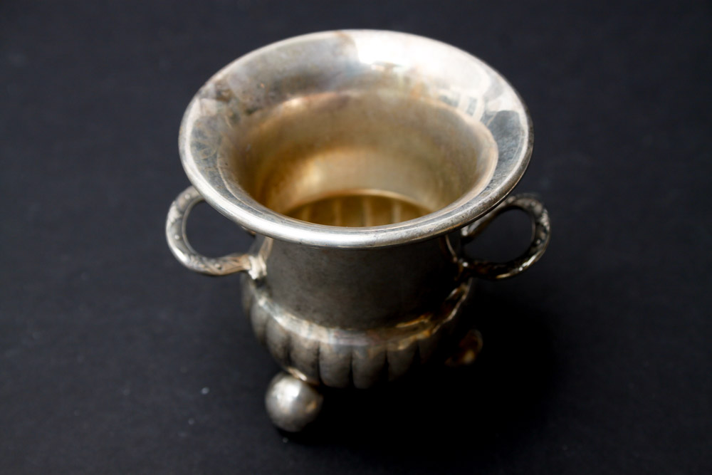 Sterling Capped Shakers and Pewter Serving Dishes