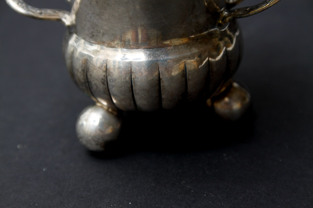 Sterling Capped Shakers and Pewter Serving Dishes