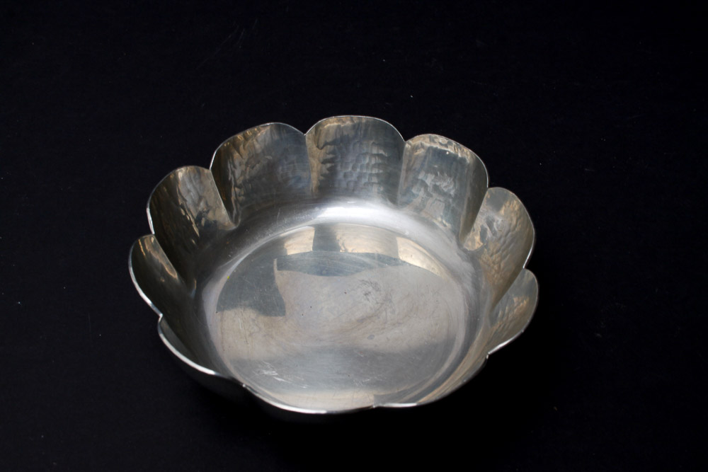 Sterling Capped Shakers and Pewter Serving Dishes