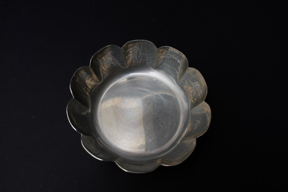 Sterling Capped Shakers and Pewter Serving Dishes