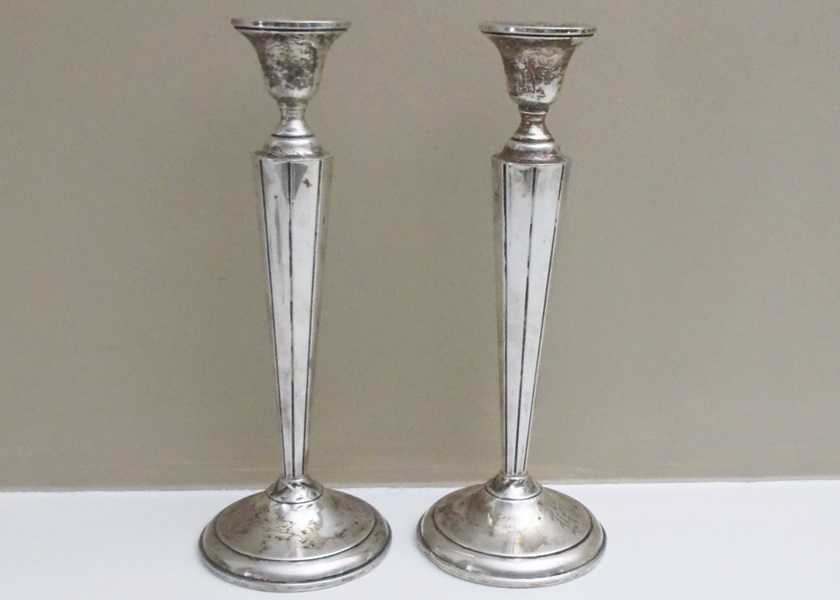 Pair of Sterling Silver Empire Style Candlesticks