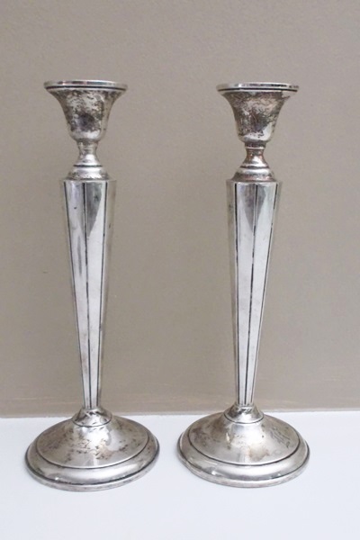 Pair of Sterling Silver Empire Style Candlesticks