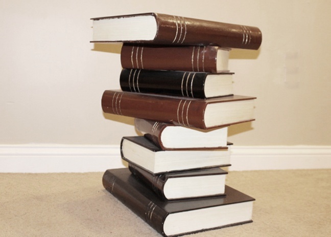 Stacked Wooden Books Side Table