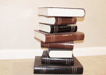 Stacked Wooden Books Side Table