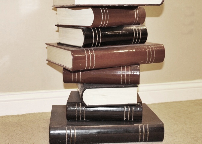 Stacked Wooden Books Side Table
