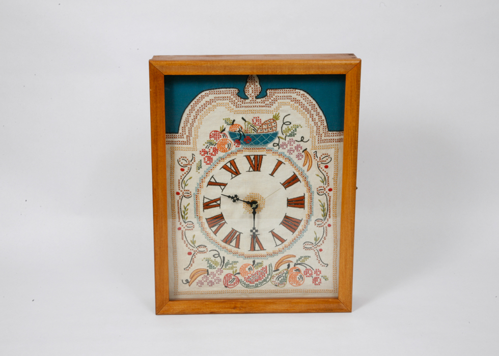 Embroidered Face Wall Clock in Frame