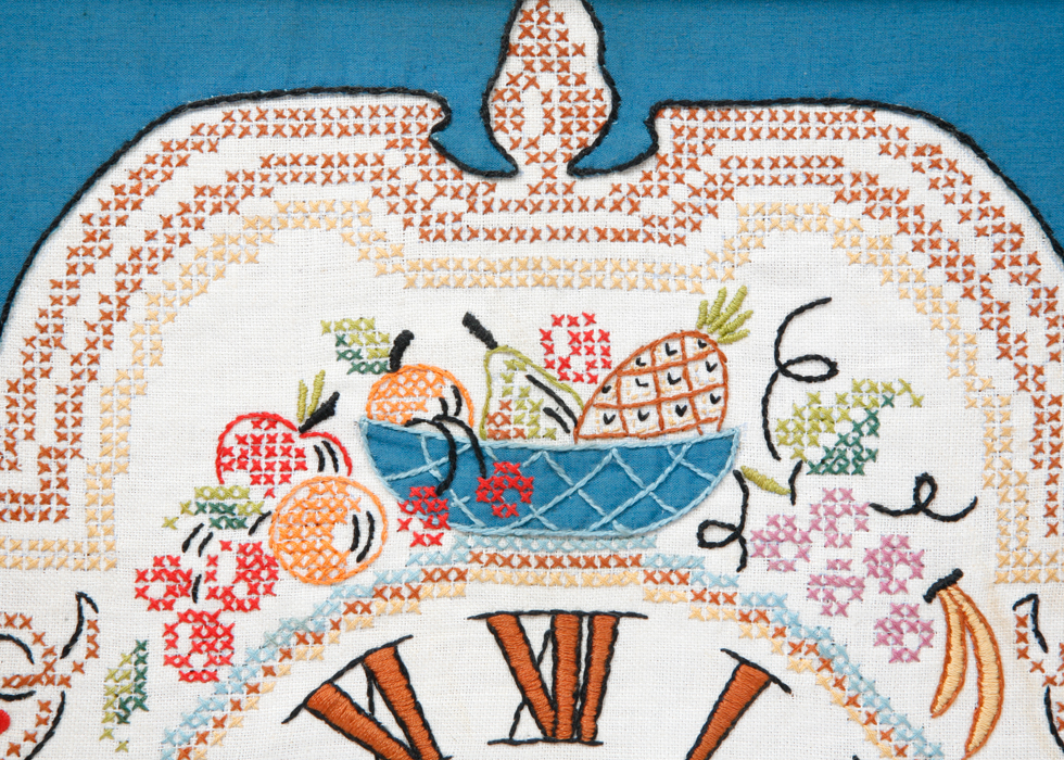 Embroidered Face Wall Clock in Frame