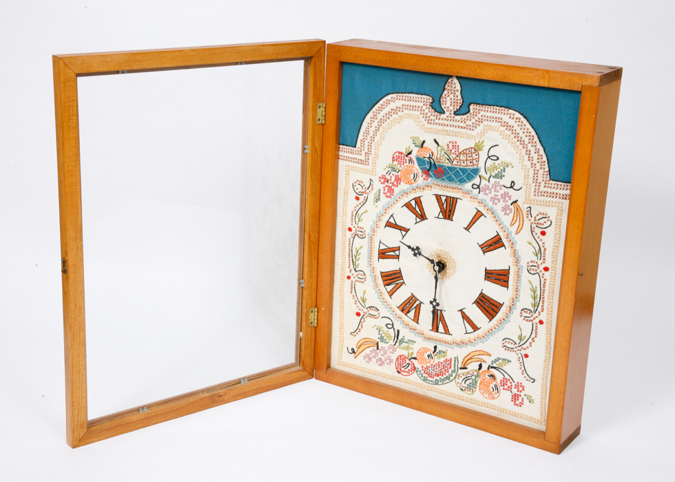 Embroidered Face Wall Clock in Frame