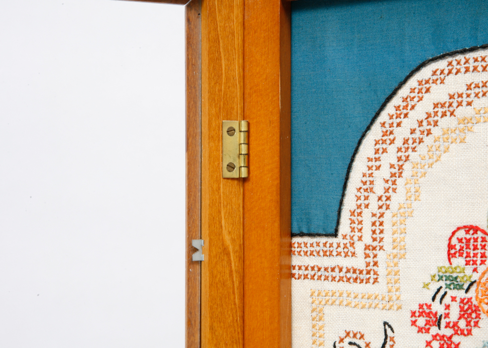 Embroidered Face Wall Clock in Frame