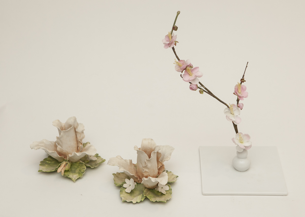 Pair of Mira Italian Candleholders and Ceramic Bud Vase