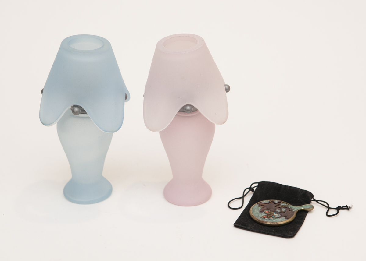 Decorative Mirror and Pair of Candle Holders