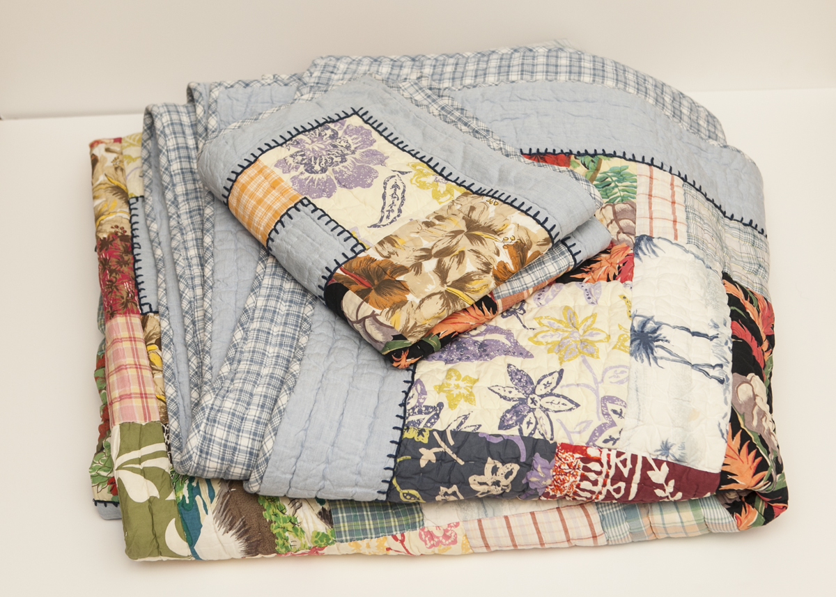 Blue Floral Quilt and Matching Pillow Sham