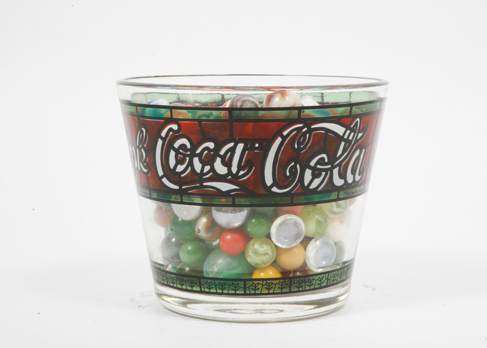 Vintage Marbles in a Coca-Cola Glass Bowl