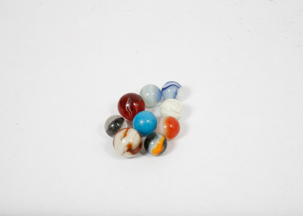 Vintage Marbles in a Coca-Cola Glass Bowl