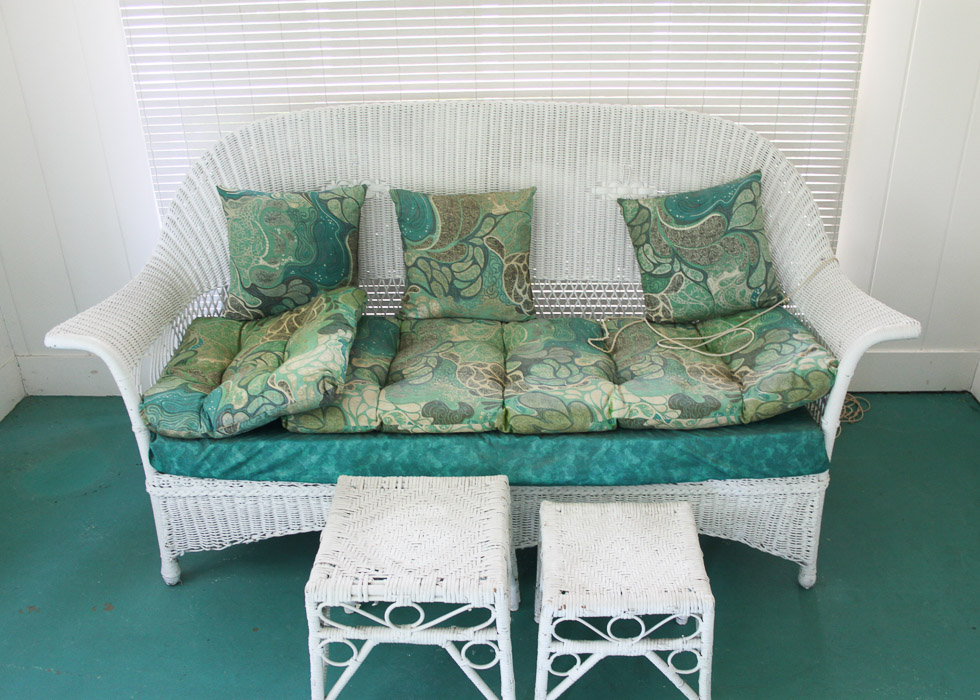 Wicker Sofa and Side Tables