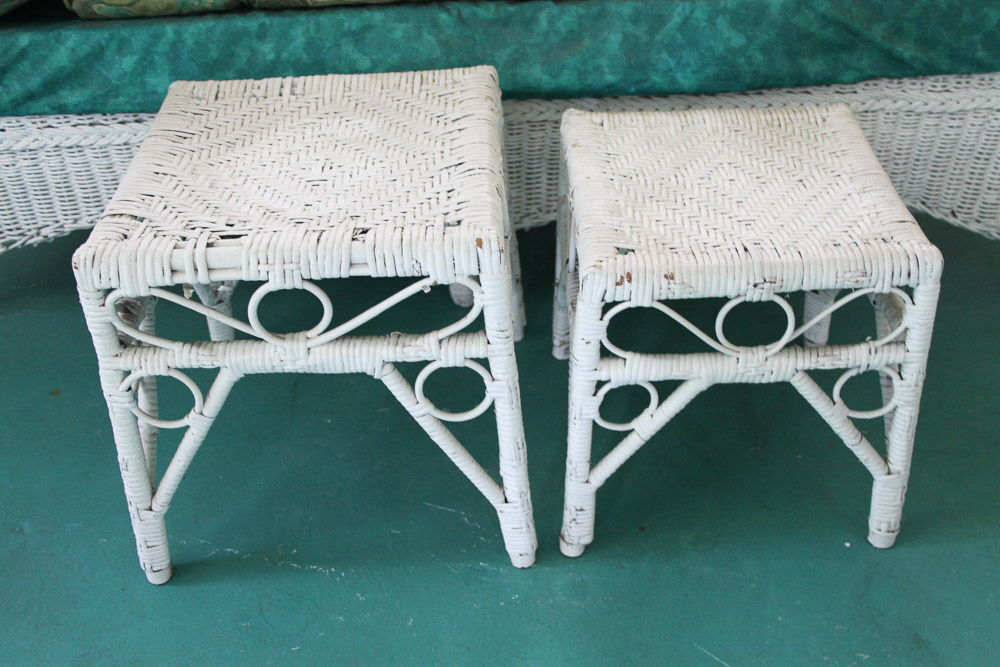 Wicker Sofa and Side Tables