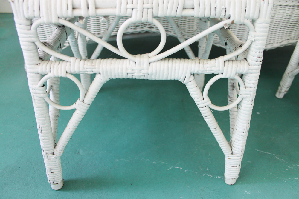 Wicker Sofa and Side Tables