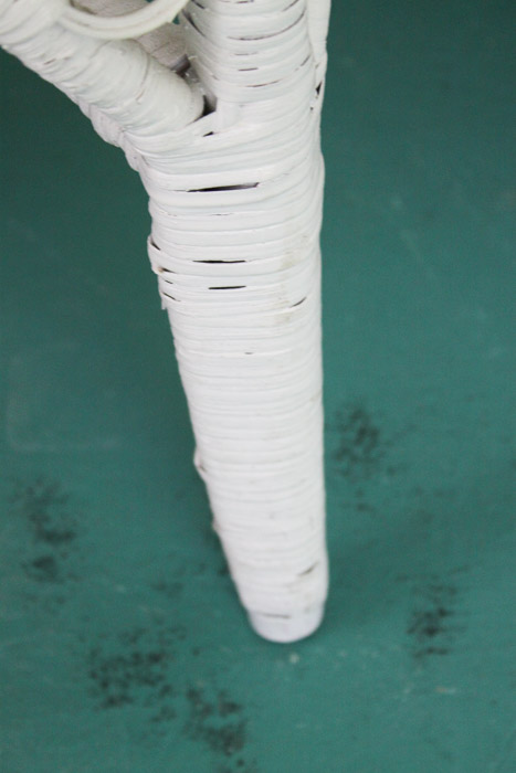 Wicker Chair, Hanging Planter, and Shelf