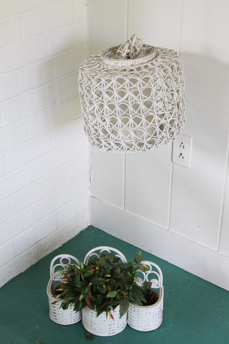 Wicker Lamp and Wall Basket