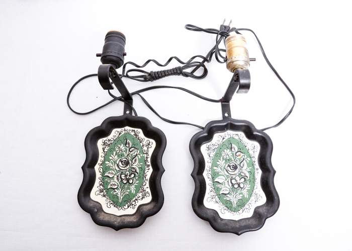 Vintage Pair of Tole Style Wall Sconces