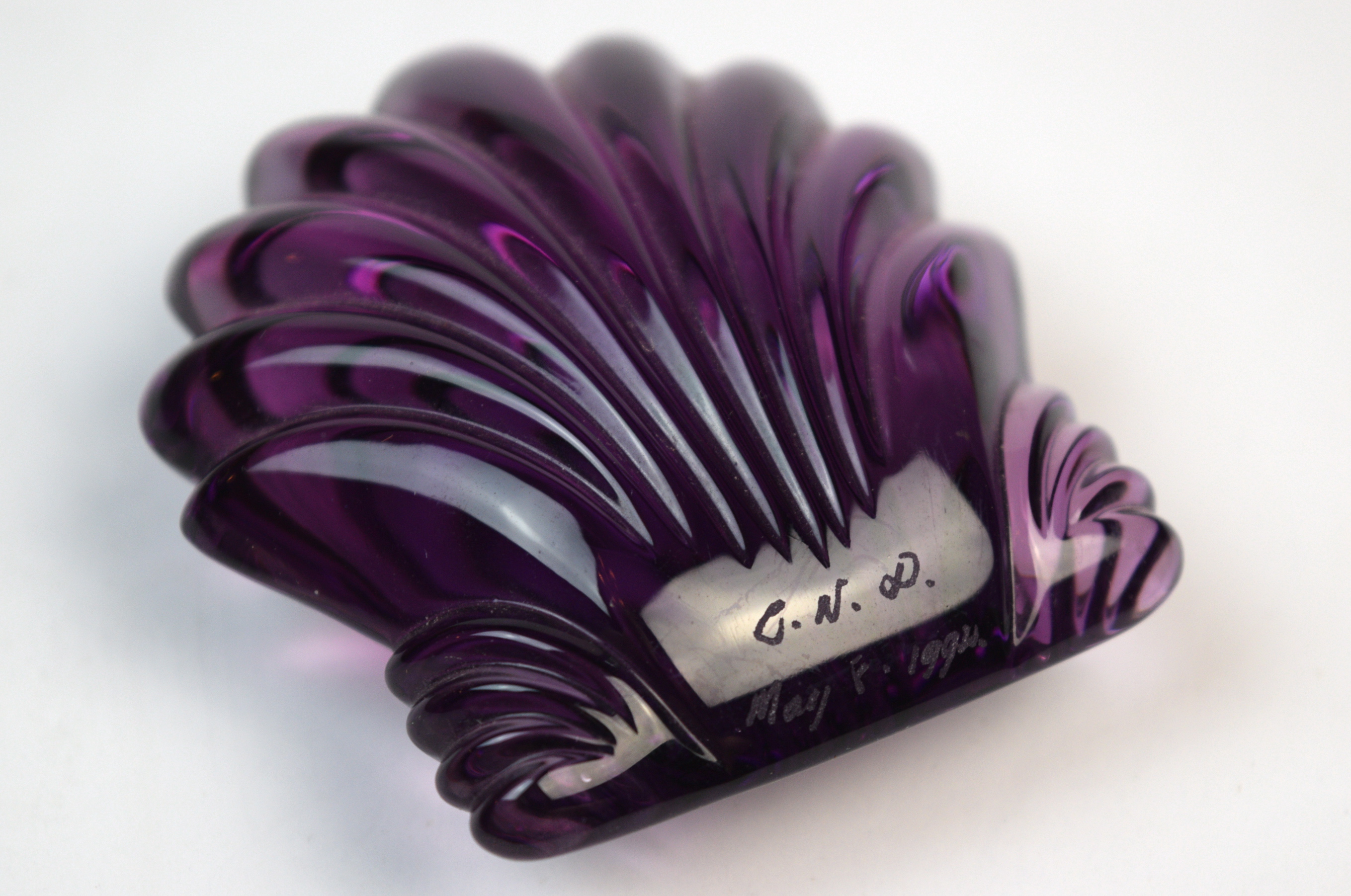 Waterford Crystal Purple Sea Shell Paperweight