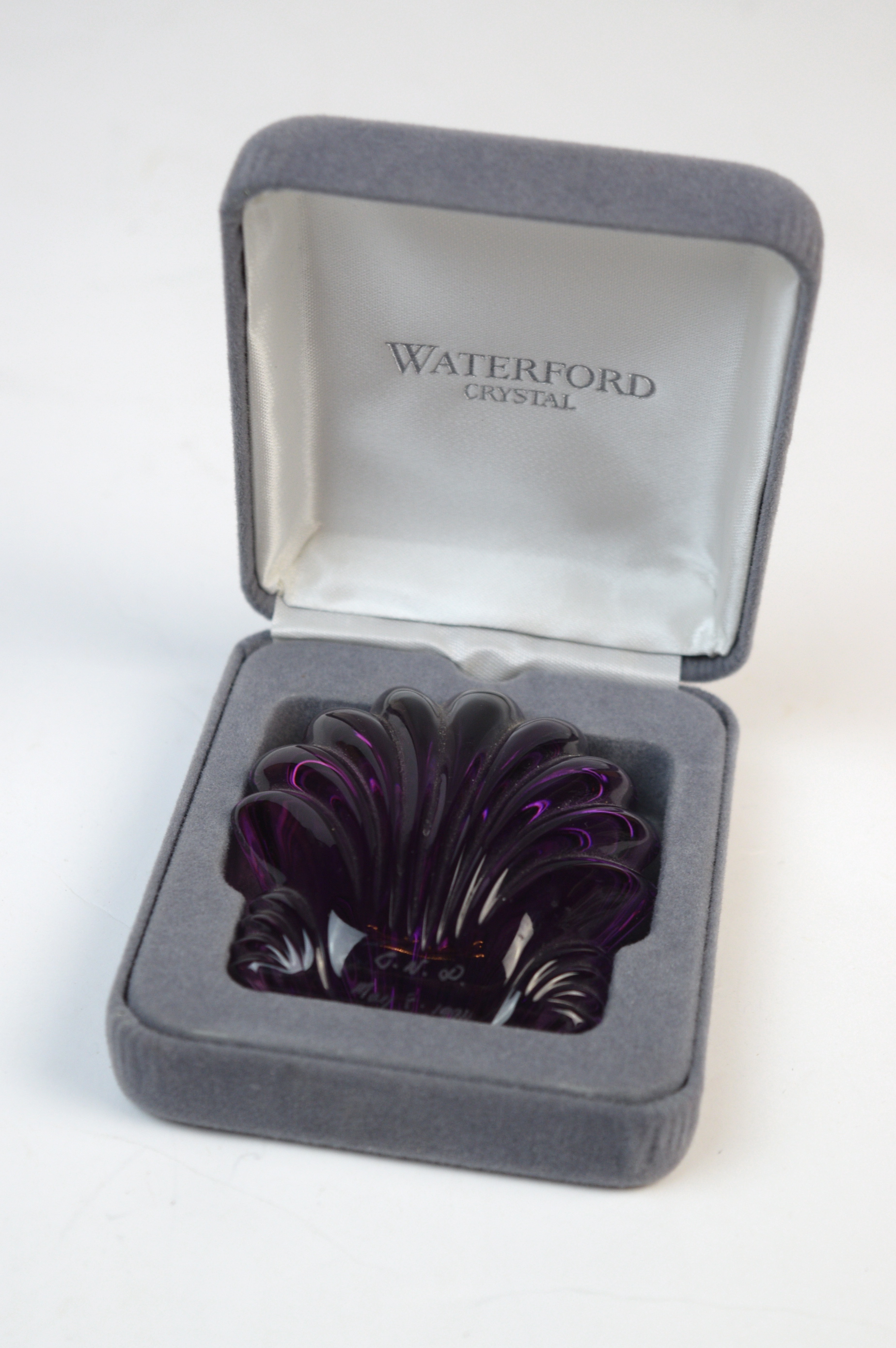 Waterford Crystal Purple Sea Shell Paperweight