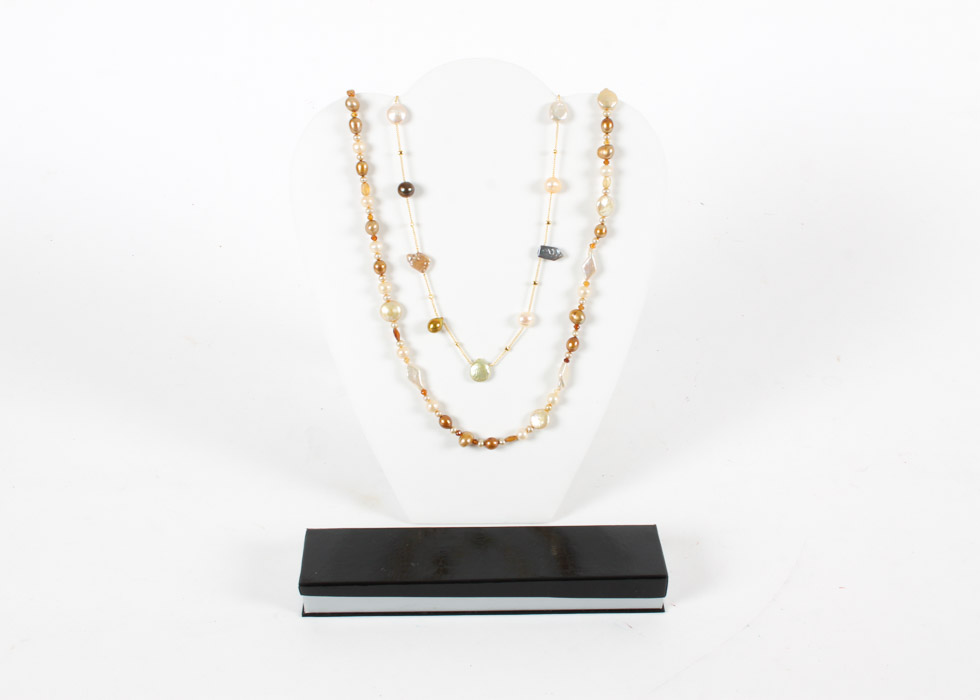 Two Faux Pearl and Bead Necklaces