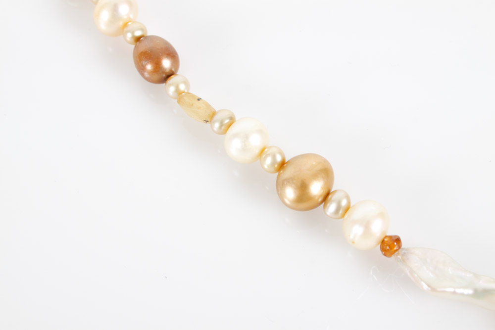Two Faux Pearl and Bead Necklaces