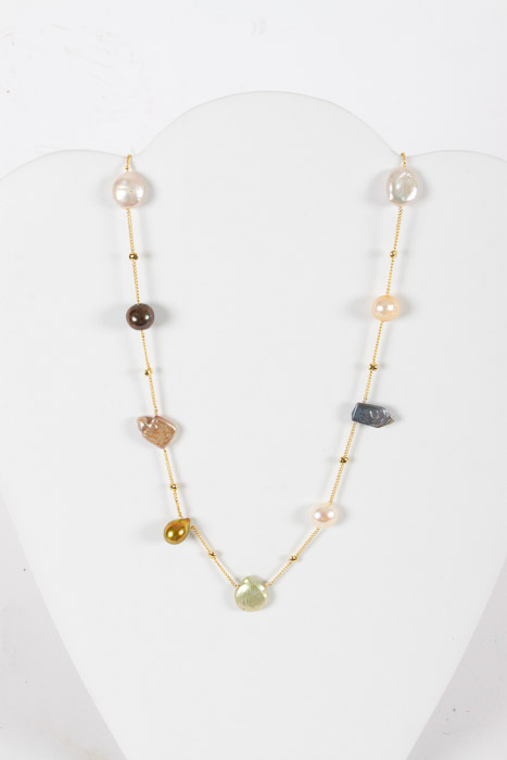 Two Faux Pearl and Bead Necklaces