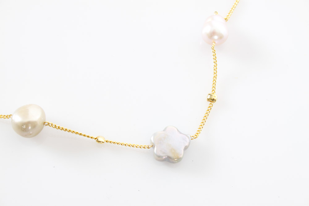 Two Faux Pearl and Bead Necklaces