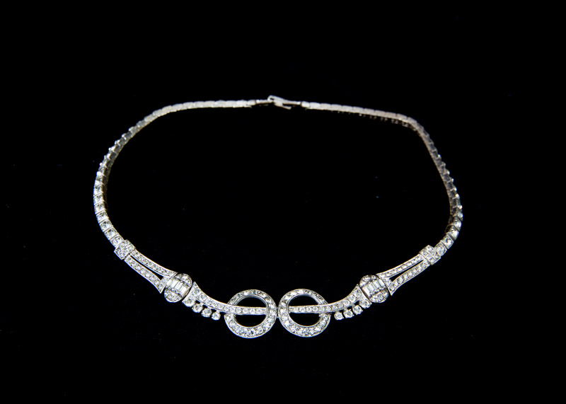 Otis Art Deco Sterling Rhinestone Necklace