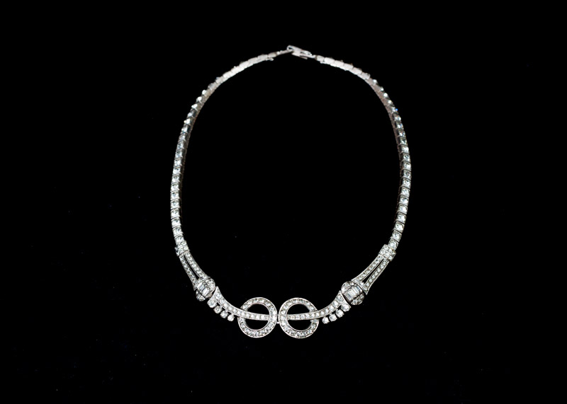 Otis Art Deco Sterling Rhinestone Necklace
