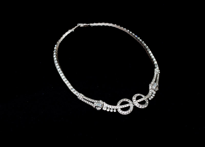 Otis Art Deco Sterling Rhinestone Necklace