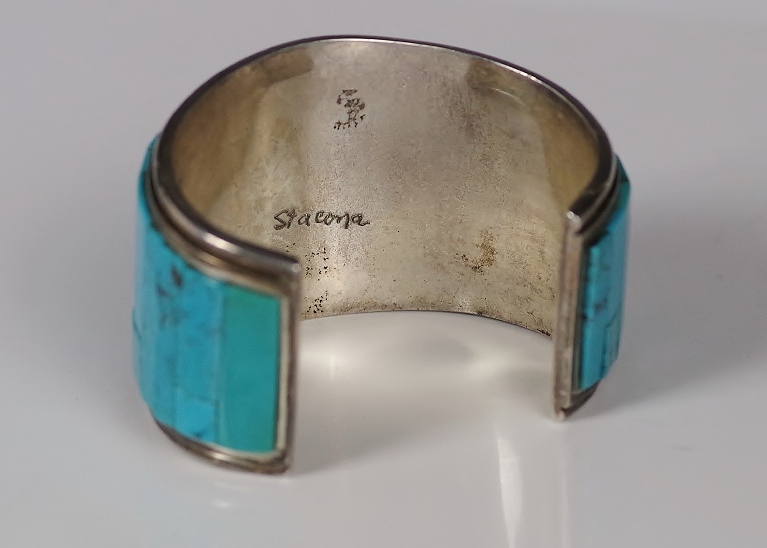Stunning Sterling Silver and Turquoise Mosaic Cuff Bracelet