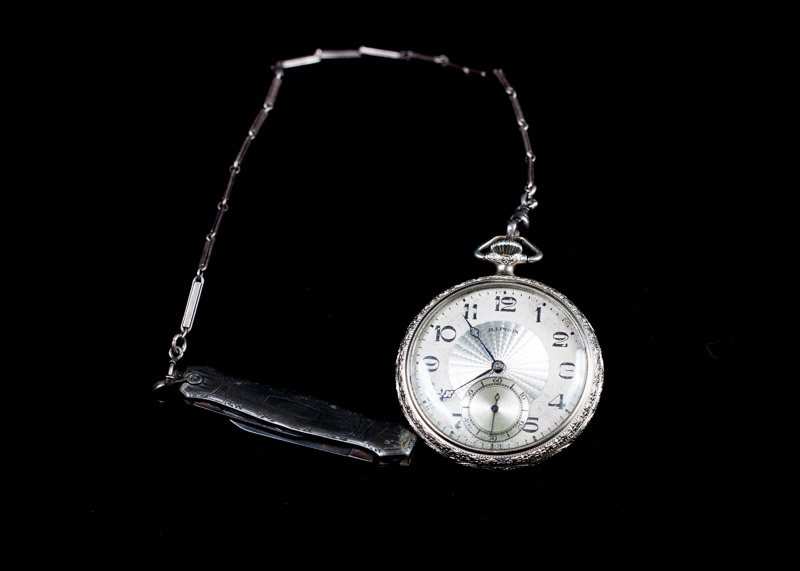 Illinois Watch Co. Railroad Pocket Watch, Sterling Fob and Knife