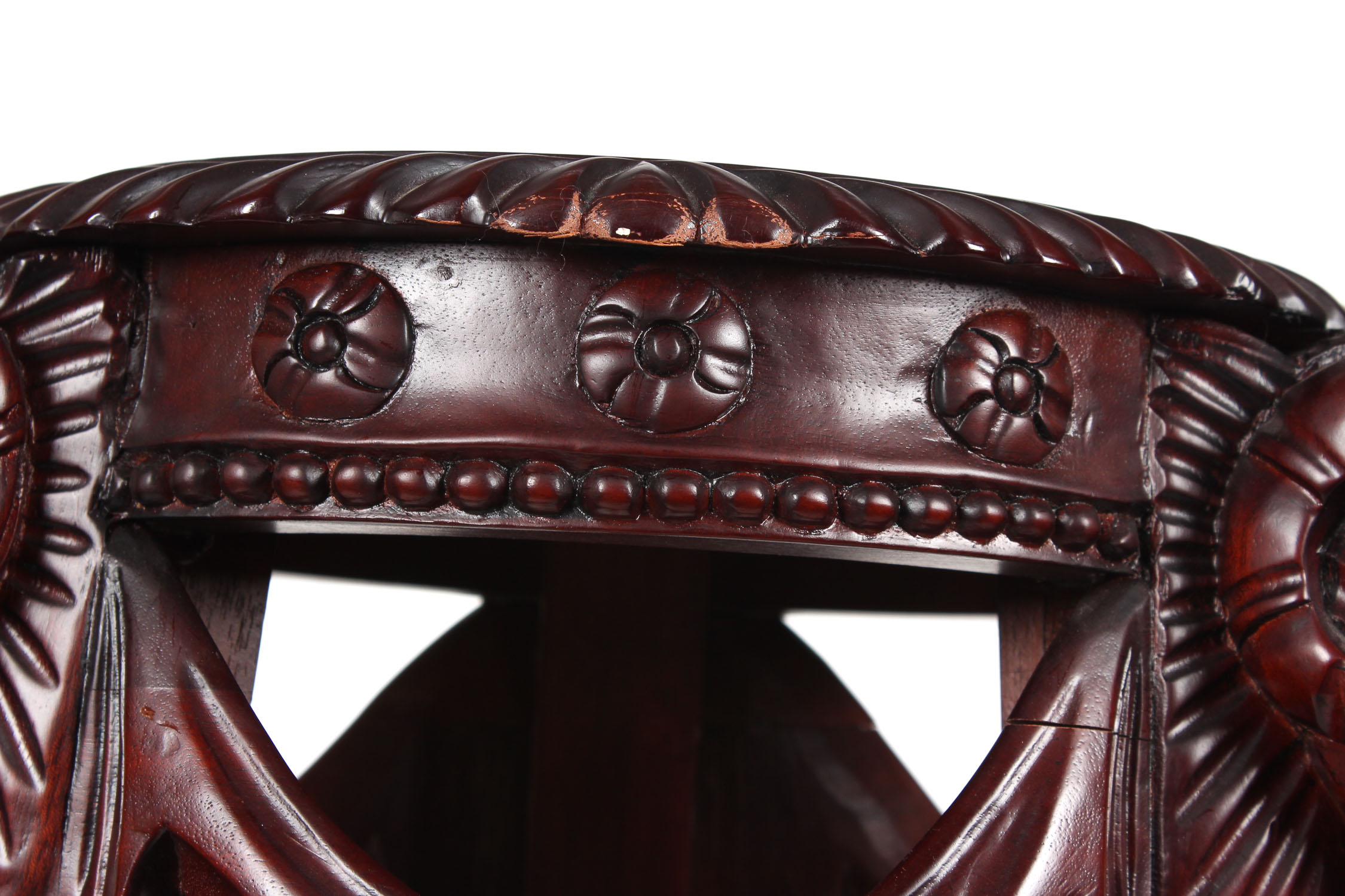 Carved Wooden Tripod Plant Stand