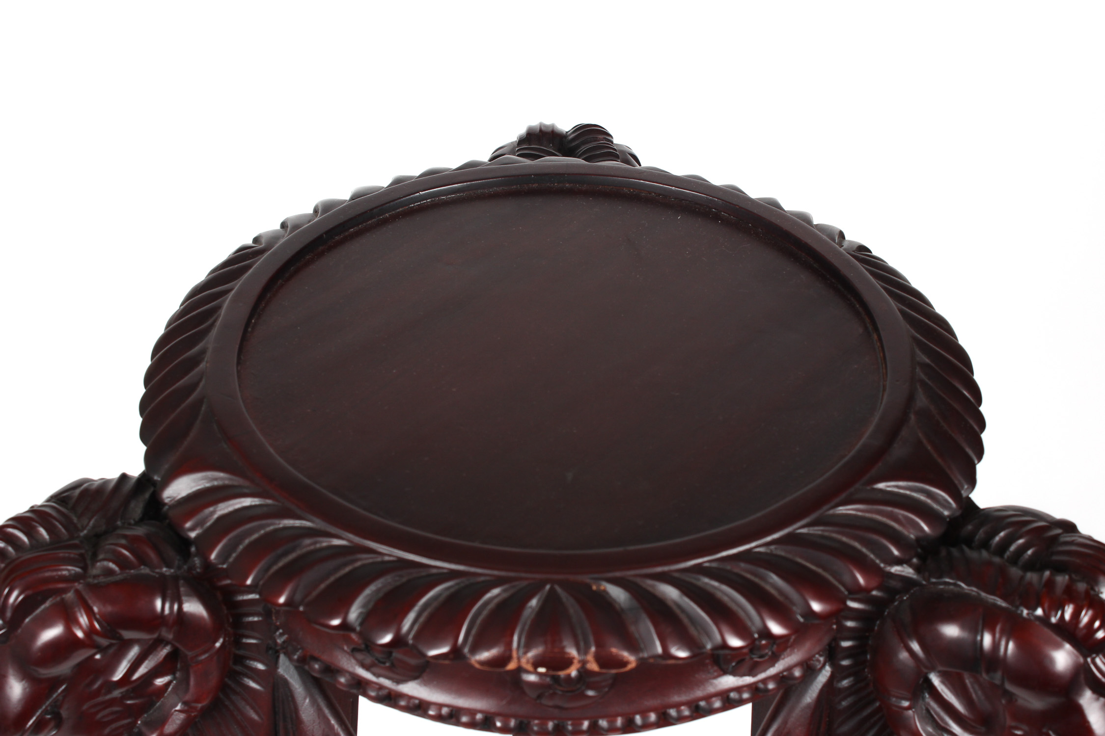 Carved Wooden Tripod Plant Stand