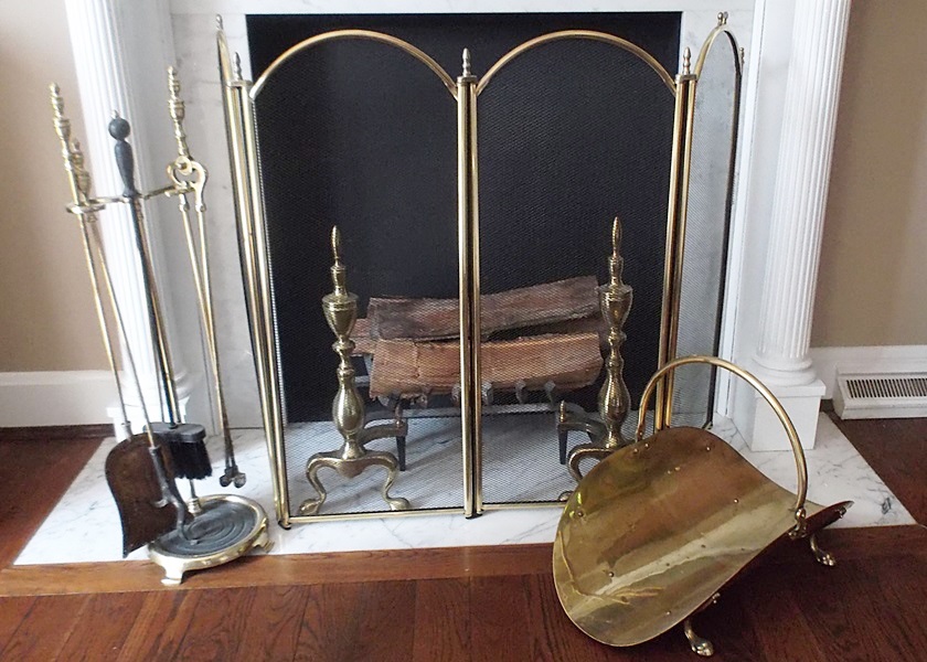 Assortment of Brass Fireplace Items