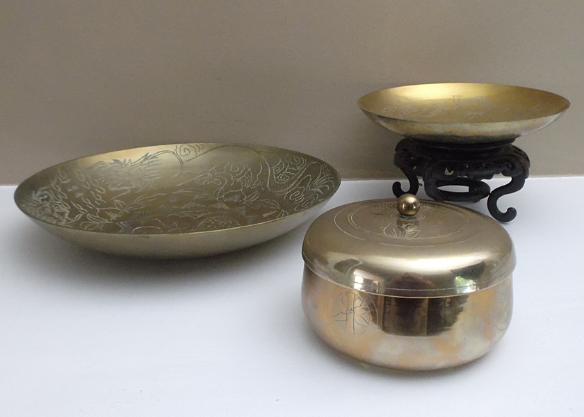 Assortment of Three Chinese Brass Items
